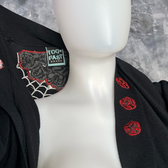 Too Fast Brand spiderweb Rose batwing - Picture 6 of 8